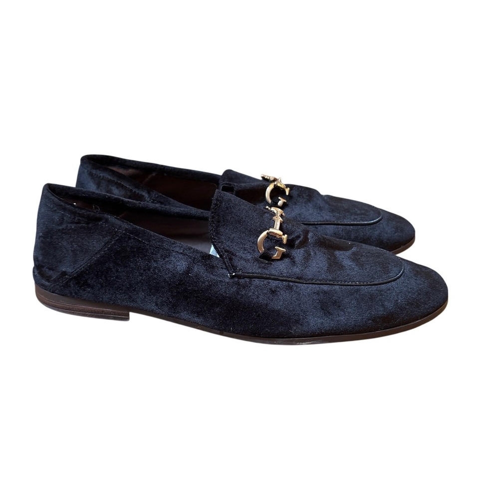 Guess Loafer Mens Black Velvet Gold Horsebit Slip On SIZE 10